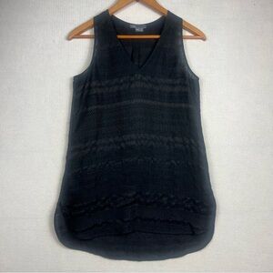 Vince Black Sleeveless Tank Blouse Size XXS Linen Silk Nylon Blend